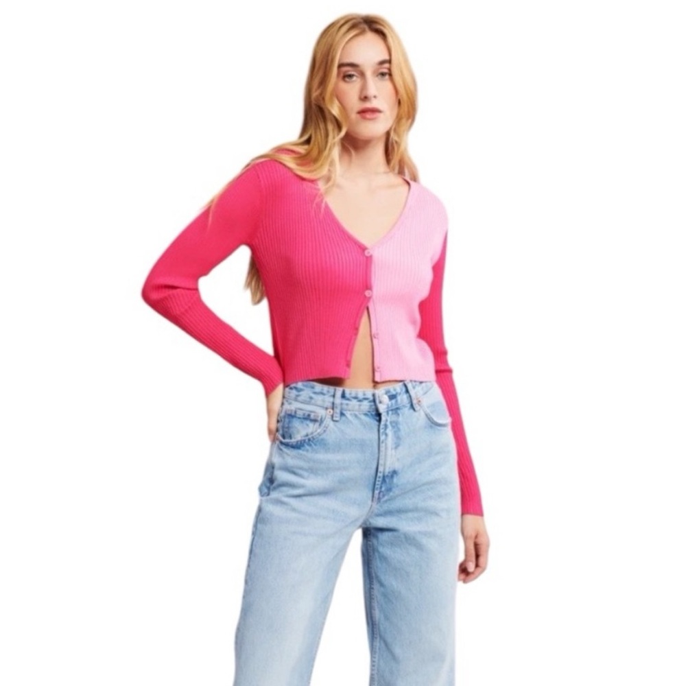 John + Jenn Two-Tone Pink Cardigan